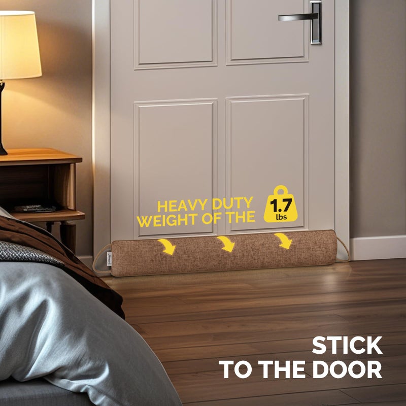 fowong Door Draft Stopper for Bottom of Door 30 Inch Weighted Noise Stopper Soundproof Draft Blocker, Brown - Image 4